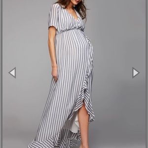 Rachel Pally Empire Waist Ruffle Wrap Maternity Dress